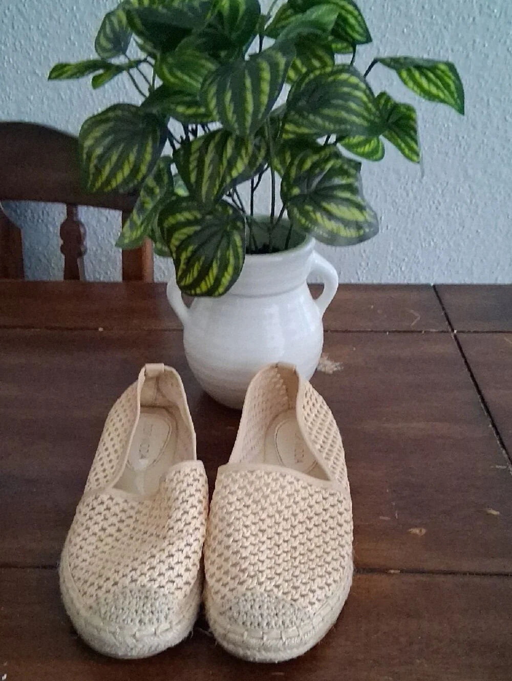 TOP Moda Crochet Espadrille Flats - Cream